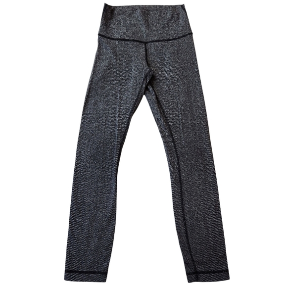 Lululemon Size 4 Wunder Under Pants Leggings Gray Heathered Herringbone Low Rise - Picture 1 of 9